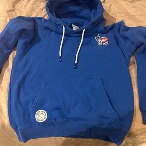 Stylish Blue Hooded Sweater with Embroidered Design